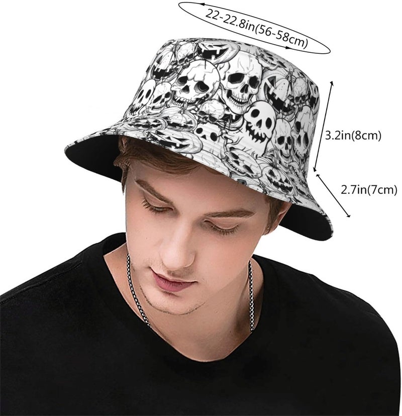 YFBXHSN Cartoon Pumpkin Halloween Bucket Hat Pumpkin Hat Ghost Cap Outdoor for Men Women Beach, Golf, Fishing Hat - Image 3
